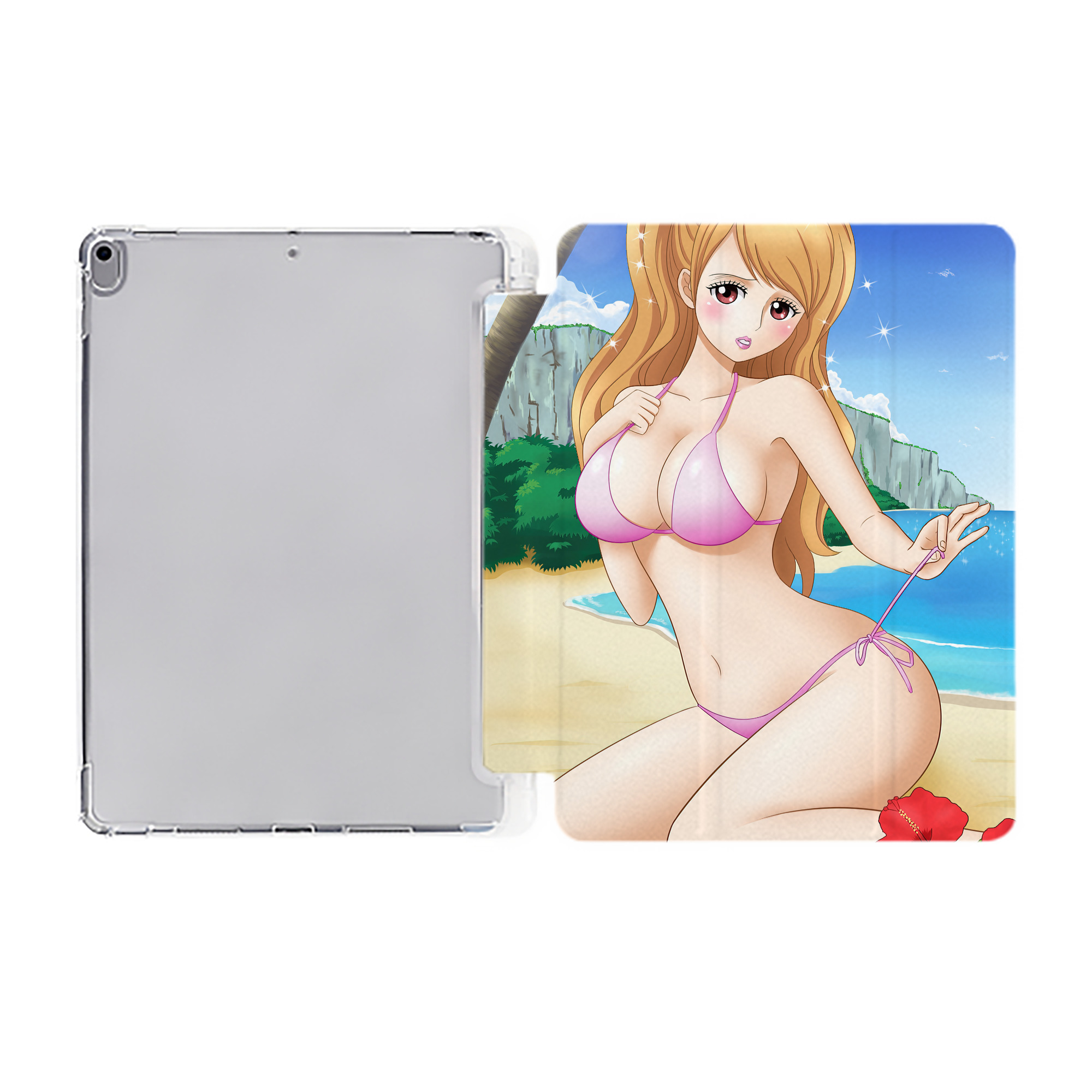 （画像用） ワンピース ONE PIECE IPad ケース ペン収納付き 三つ折りスタンド PUレザー×シリコン 対応機種9.5/10.5/10.9インチ
